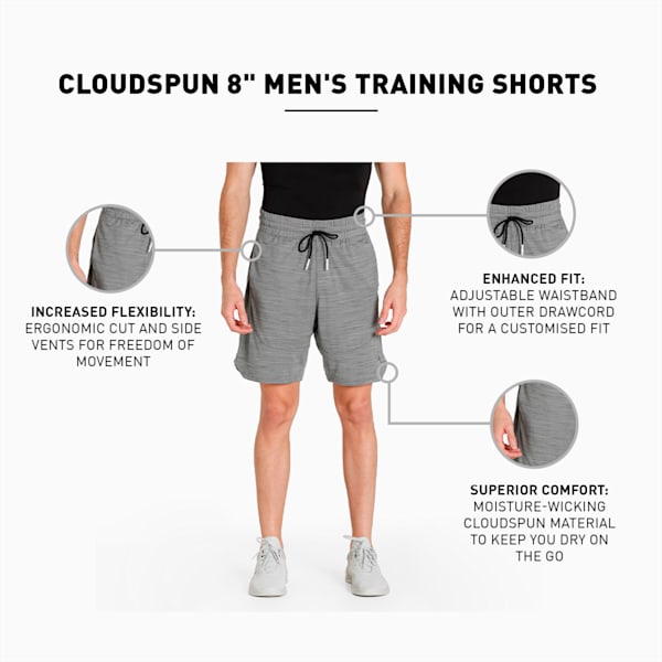 CLOUDSPUN 8" Men's Training Shorts, Medium Gray Heather, extralarge-IND